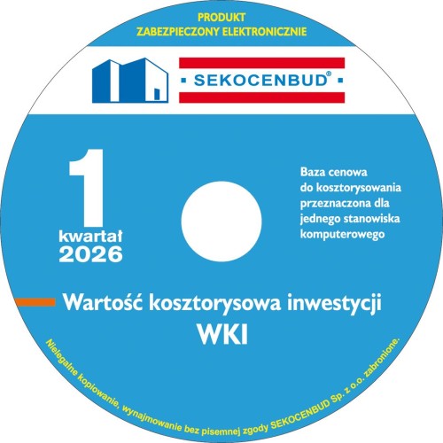 Sekocenbud Wartość kosztorysowa inwestycji WKI na CD 1 kw.2026