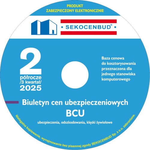 Sekocenbud Biuletyn cen ubezpieczeniowych BCU na CD 2 półrocze 2025