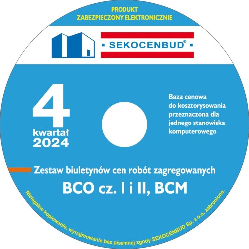 Sekocenbud Biuletyny zagregowane (BCO cz. 1 i 2, BCM) na CD 4 kw.2024