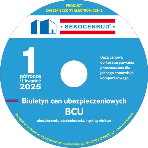 Sekocenbud Biuletyn cen ubezpieczeniowych BCU na CD 1 półrocze 2025