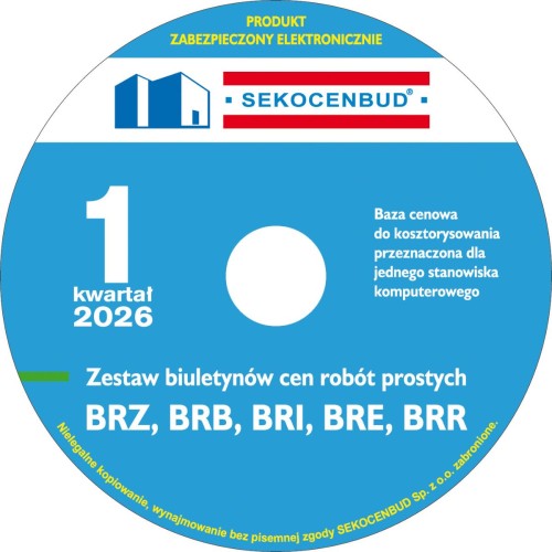 Sekocenbud Biuletyny cen robót (BRZ, BRB, BRI, BRE, BRR) na CD 1 kw. 2026